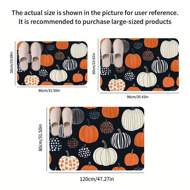 1pc Thanksgiving Pumpkin Print Non-Slip Doormat - 0.47inch Thick Flannel, Machine Washable, Comfortable Floor Mat for Entryway,