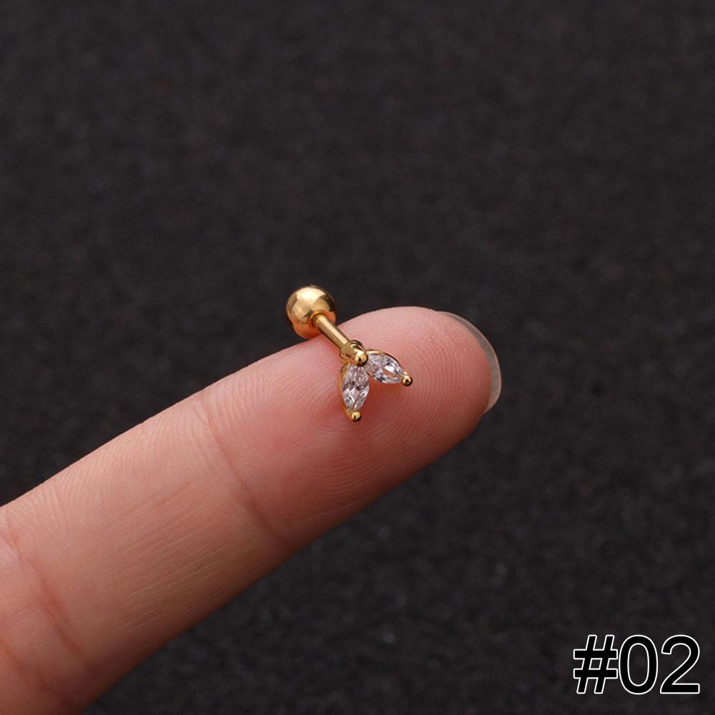 Women Simple Needle Pearl Gold Zircon Crown Stainless Steel Stud Earring Fashion Jewelry Eardrop Earrings