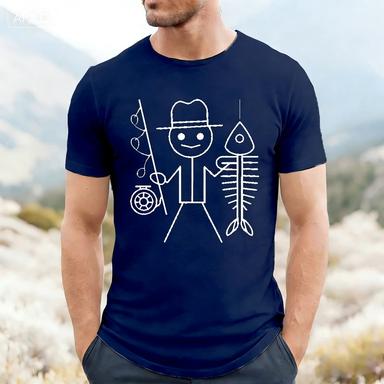 Summer Streetwear Adult Mens New Fun Fishing Print 100 Cotton Comfortable Shortsleeved Tshirt For Both Men And Women