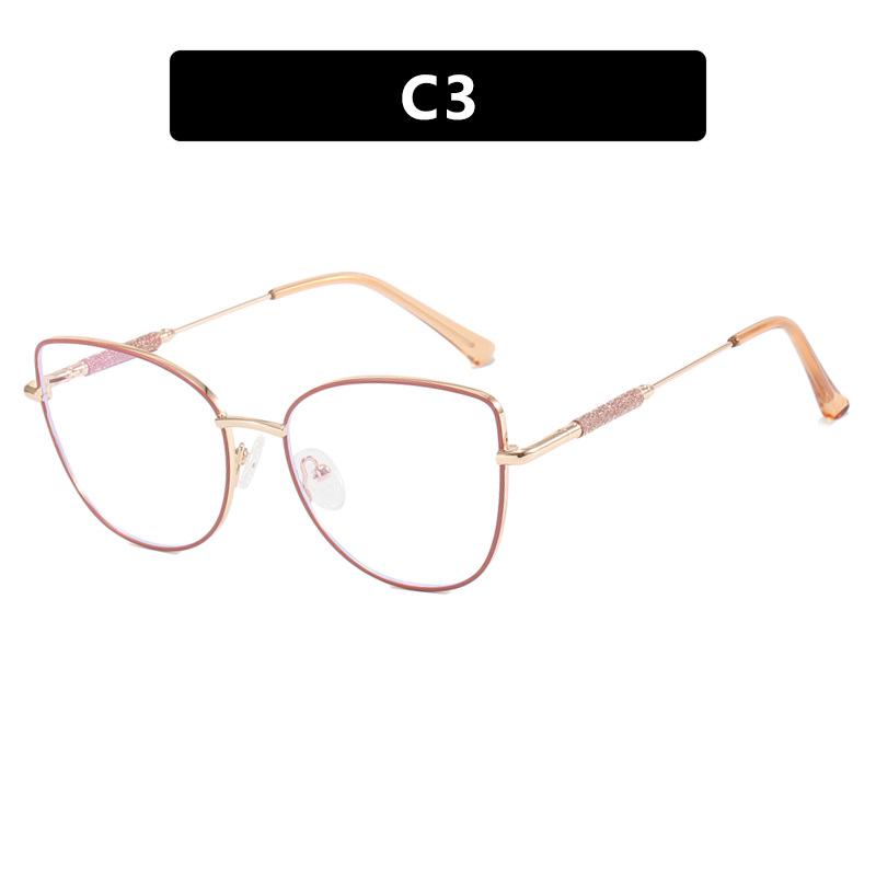 Metal Cat Eye Flat-Lens Glasses 2024: Trendy Anti-Blue Light Frames in Xiaohongshu Celebrity Style