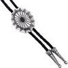 Mens Bolo Tie Necktie Vintage Leather Braided Rope Necklace with Metal Wolf Head Stone Pendant Jewelry Cowboy Necktie