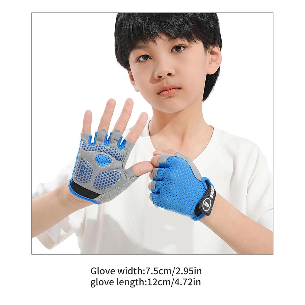 Children Half Finger Cycling Gloves Breathable Sport Gloves With Protective Palm For Cycling Scooter Outdoor Activity