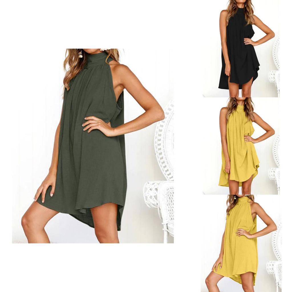 Chic Womens Holiday Irregular Ladies Summer Beach Sleeveless Party Dress For Effortless Style And Comfort