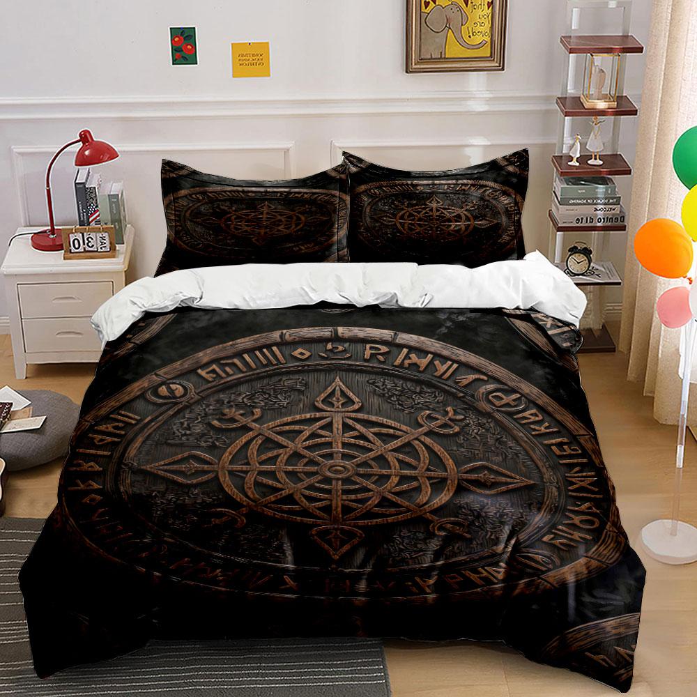 

Circular emblem with runic symbols. Bedding sets Duvet cover sets Duvet covers Pillowcases(1 * Duvet Cover 2 * Pillowcases, without duvet insert) 135x200cm