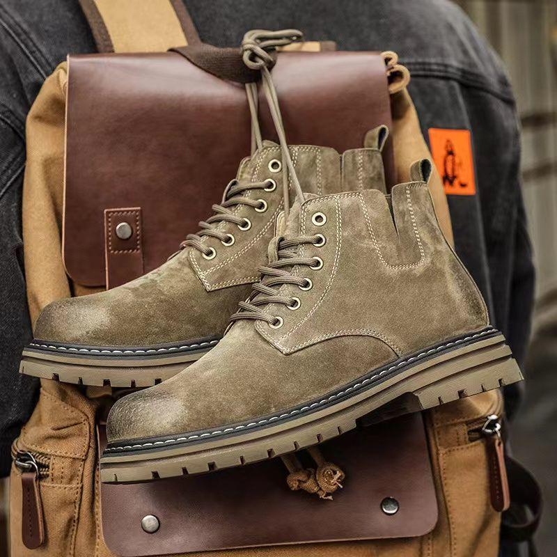 

Мужские ретро ботинки Мартин на высоком голенище из кожи - Универсальная повседневная осенне-зимняя обувь 41 (one size larger than sneakers)