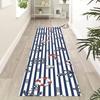 Alfombra Runner de Onda Náutica Ancla Azul Marino Estampado Marino Blanco Alfombra Antideslizante Estilo Costero Entrada Pasillo Dormitorio Decoración del Hogar Alfombra