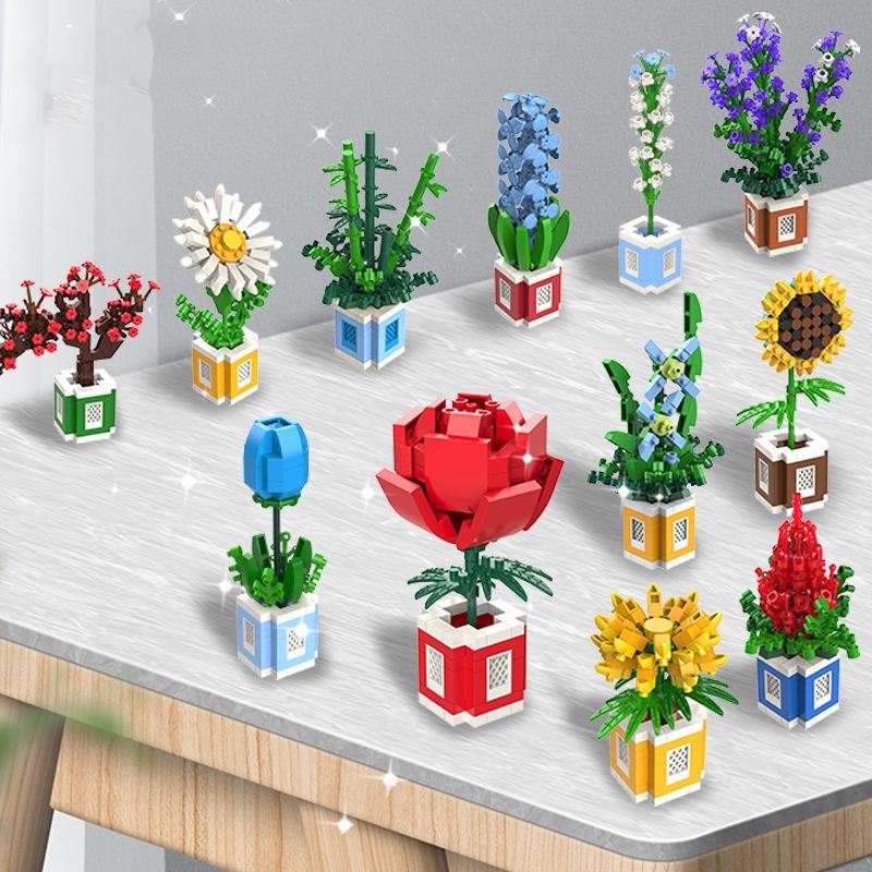 Rose Sunflower Daisy Building Blocks Model Toy Kids Gift – Decorate Surprise