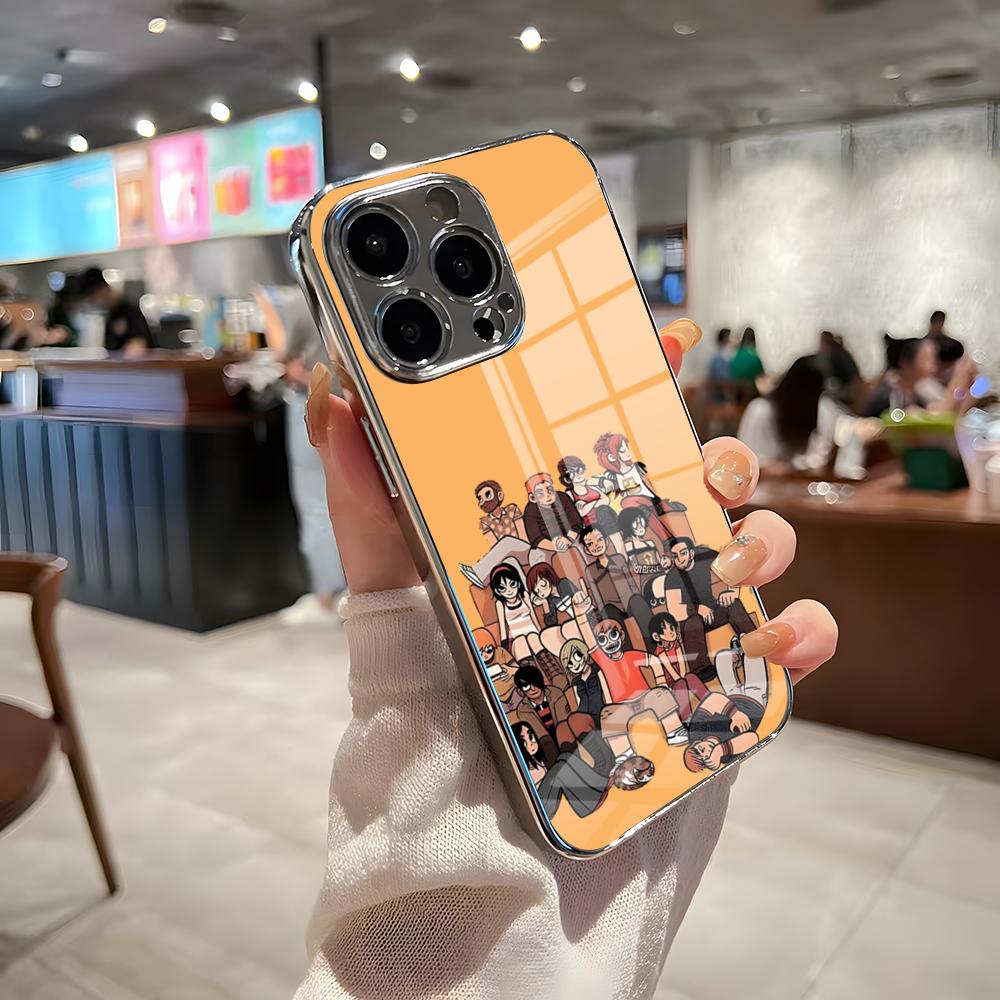 S-Scott Pilgrim Phone Case For IPhone 17 Pro Max 15 Pro 16 14 Plus 12 13 Mini 11 Pro Shockproof Electroplated Glass Cover