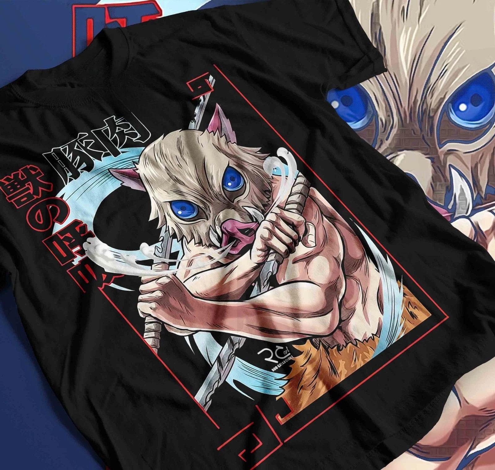 Inosuke TShirt Demon Slayer Kimetsu No Yaiba Anime Unisexga Gift Shirt All Summer Unisexs and Womens Breathable Tshirt Top S