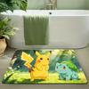 Cute Eevee with Leaves and Flowers in Sunlit Forest Print Non-slip Doormat, Soft Absorbent Floor Rug for Home Decor