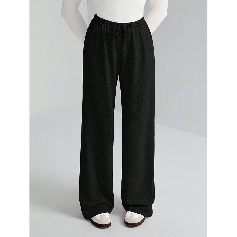 American Simple Casual Pants Women's Front Lace-up Sweatpants Loose Wide-leg Long Pants