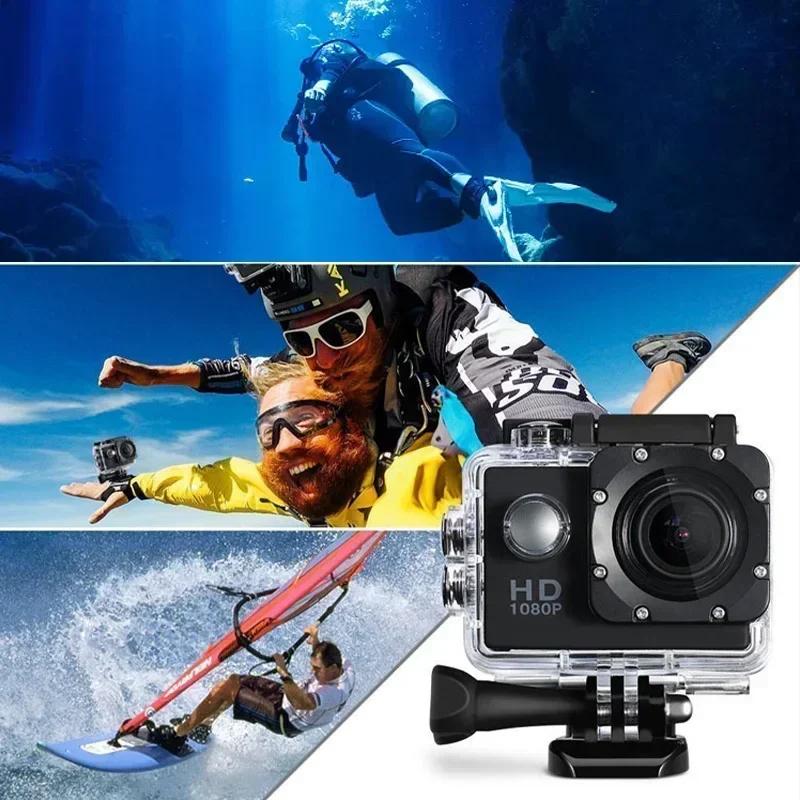 Full HD 1080P Waterproof Sports Camera - 2.0 Inch Mini Camcorder with Accessories for GoPro Style Action Recording
