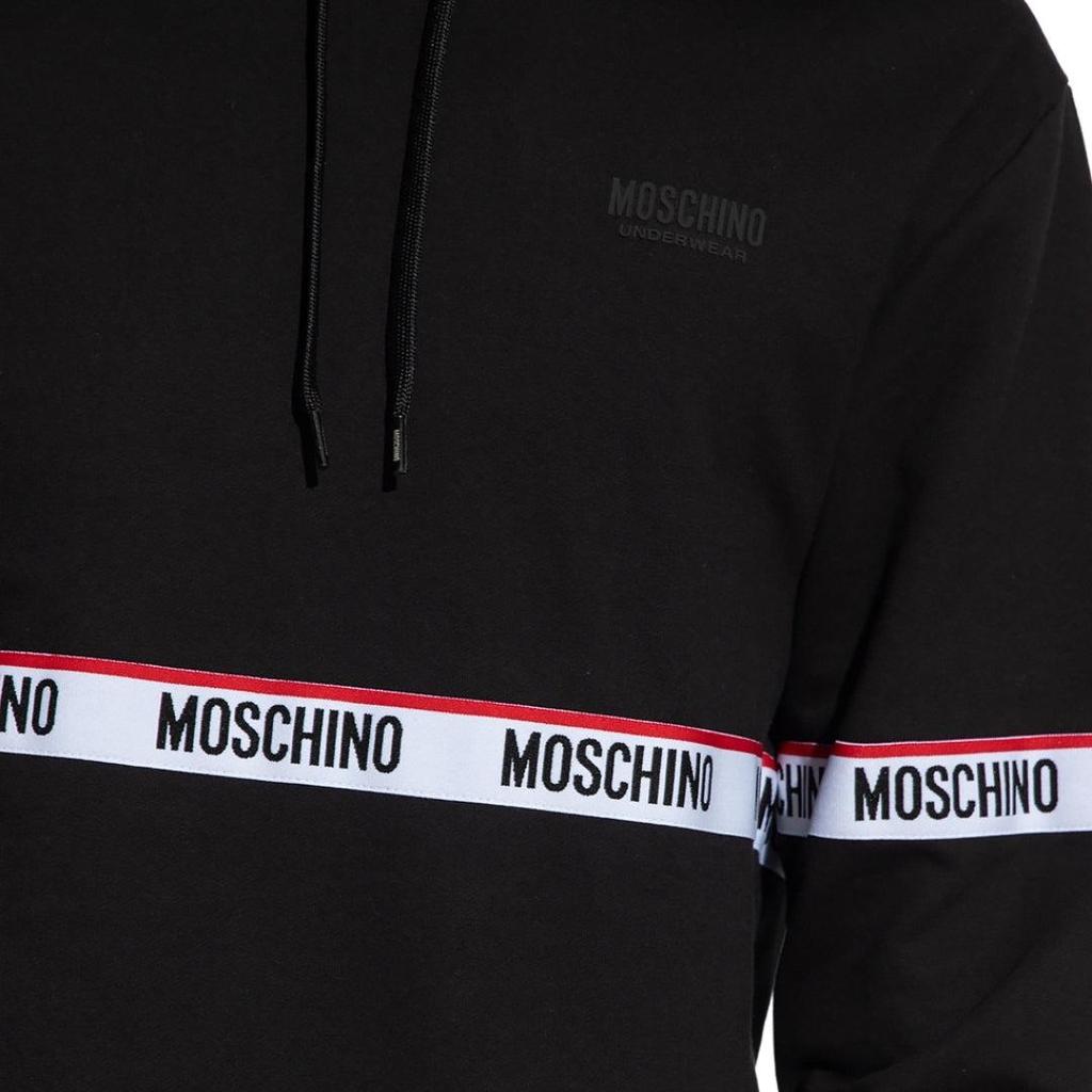 Moschino Mens Branded Tape Hoodie