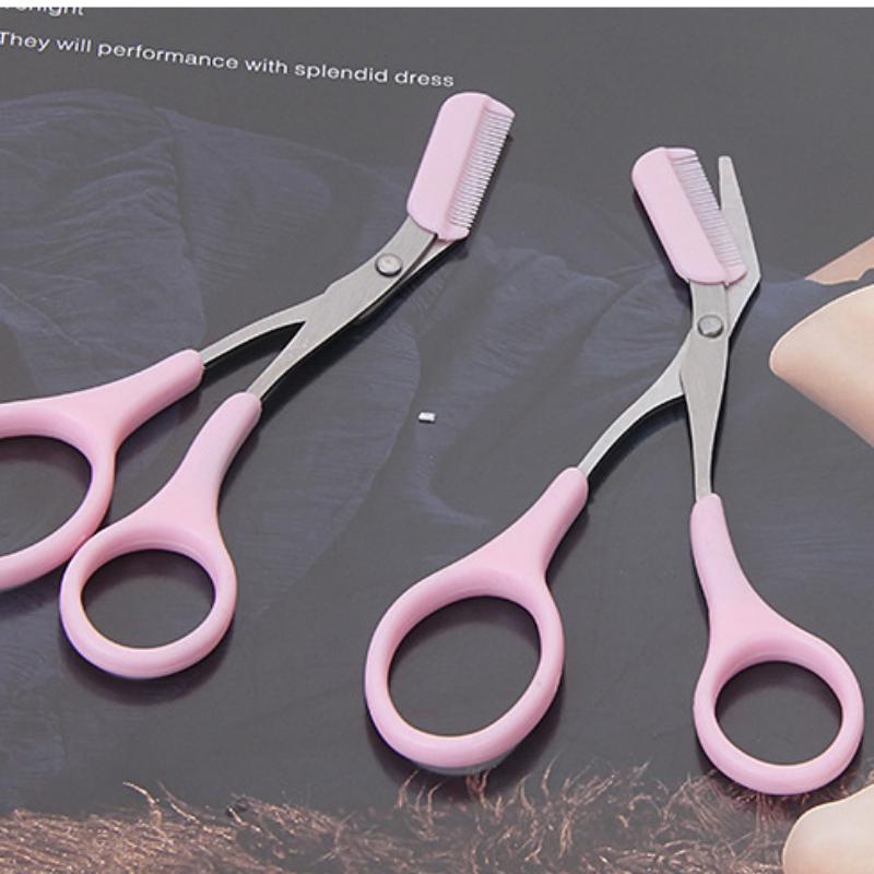 Nůžky na make-up Nerezový zastřihovač obočí Hřeben na odstranění řas Hair Manikúra Oční kosmetický nástroj
