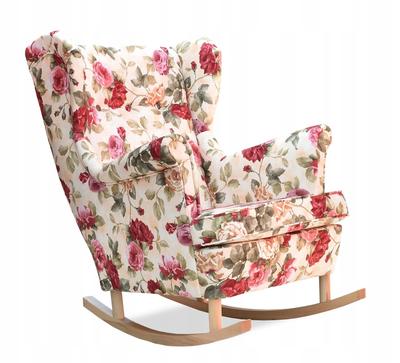 ARI Wing Chair, Scandinavian Rocking Chair, Family Furniture, Light Beige Roses