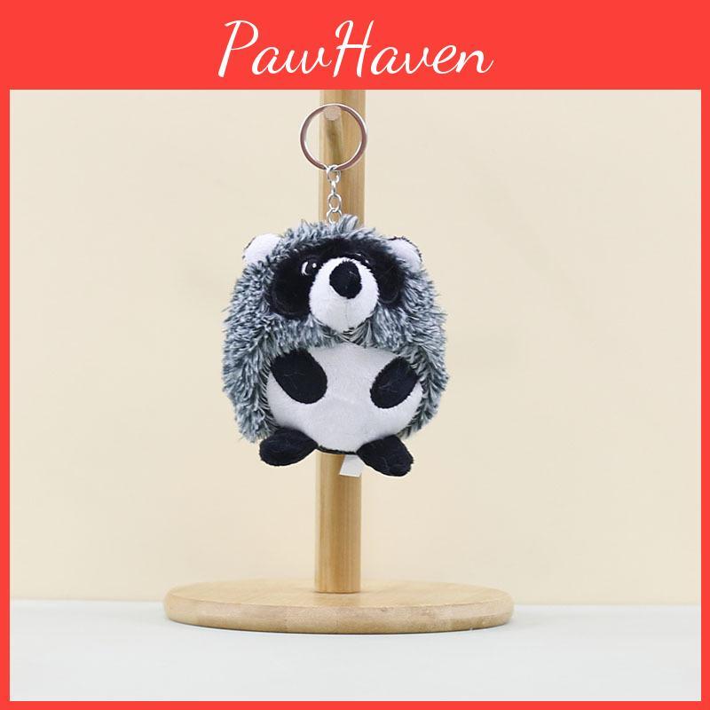 Charming Plush Raccoon Keychain Adorable Stuffed Toy With Short Fur And Soft Touch