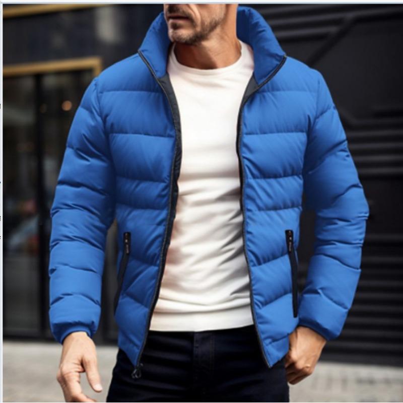 Autumn and Winter Men's Solid Color Cotton-padded Jacket Fashionable Simple Atmosphere Men's Cotton-padded Clothes