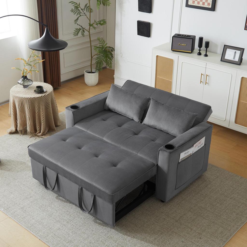 Schlafsofa Flieks, 2-Sitzer Sofa mit Bettkasten, Verstellbarer Rückenlehne