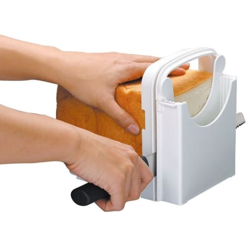 Skater Bread Slicer, Plastic, Foldable, with Knife Guide, 5-Slice, 6-Slice, 8-Slice, and 12-Slice Slices, Made In Japan, "Bread Thief" SCG1-A