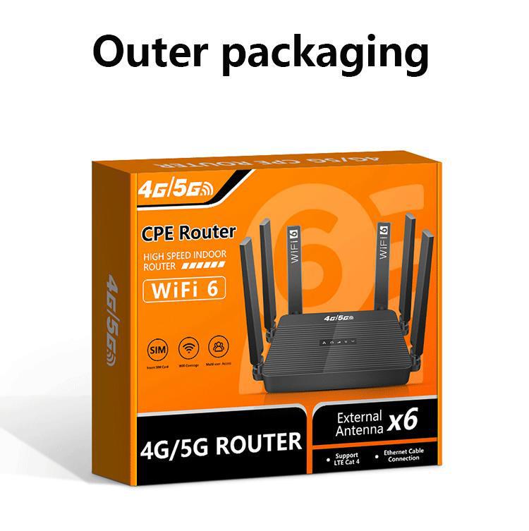 4G WiFi6 Router with SIM Card Slot, Optional Battery, Foldable Antenna, and 4 Network Ports - Compatible In Russia and USA