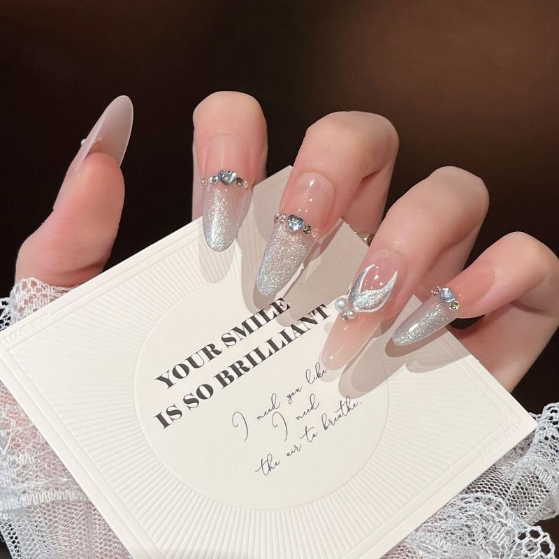 Cat's Eye Wearing Nail Pure Hand-made Nail Piece Fake Nail Wearing Nail Piece Advanced Sense Thin Dog Long