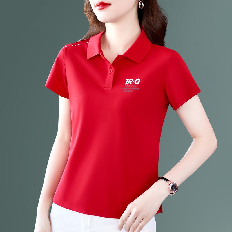 

YYFS Женская мода Повседневная Летняя Весна Однотонный Принт Короткий Рукав Воротник ПОЛО Блузки и Рубашки XXXXXL