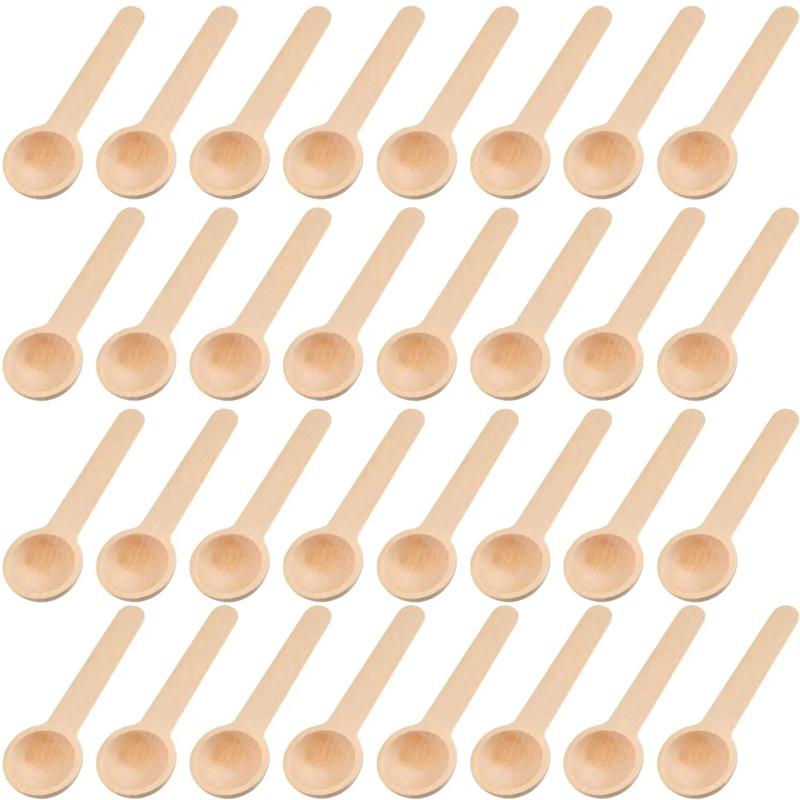 10/30/50Pcs Wooden Spoons Mini Tasting Spoons Condiments Salt Spoons for Kitchen Cooking Seasoning Oil Coffee Tea Sugar