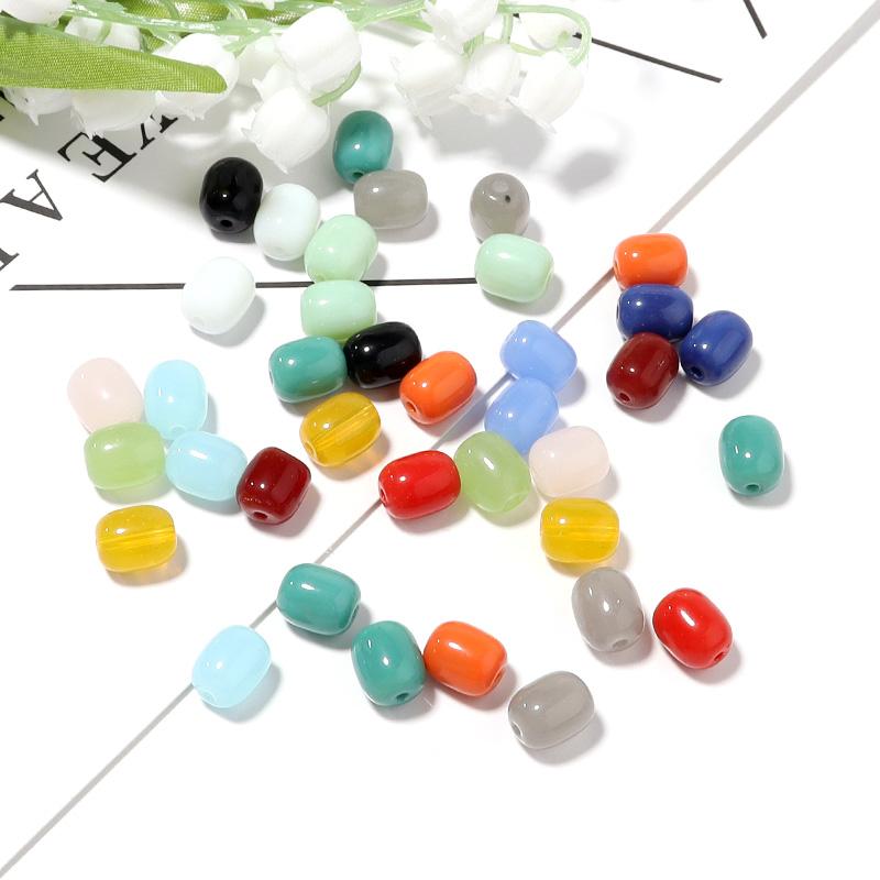 30pcs/lot Solid Oval Cylindrical Glass Beads For Jewelry Making Loose Spacer Beads DIY Bracelet Necklace Accessory
