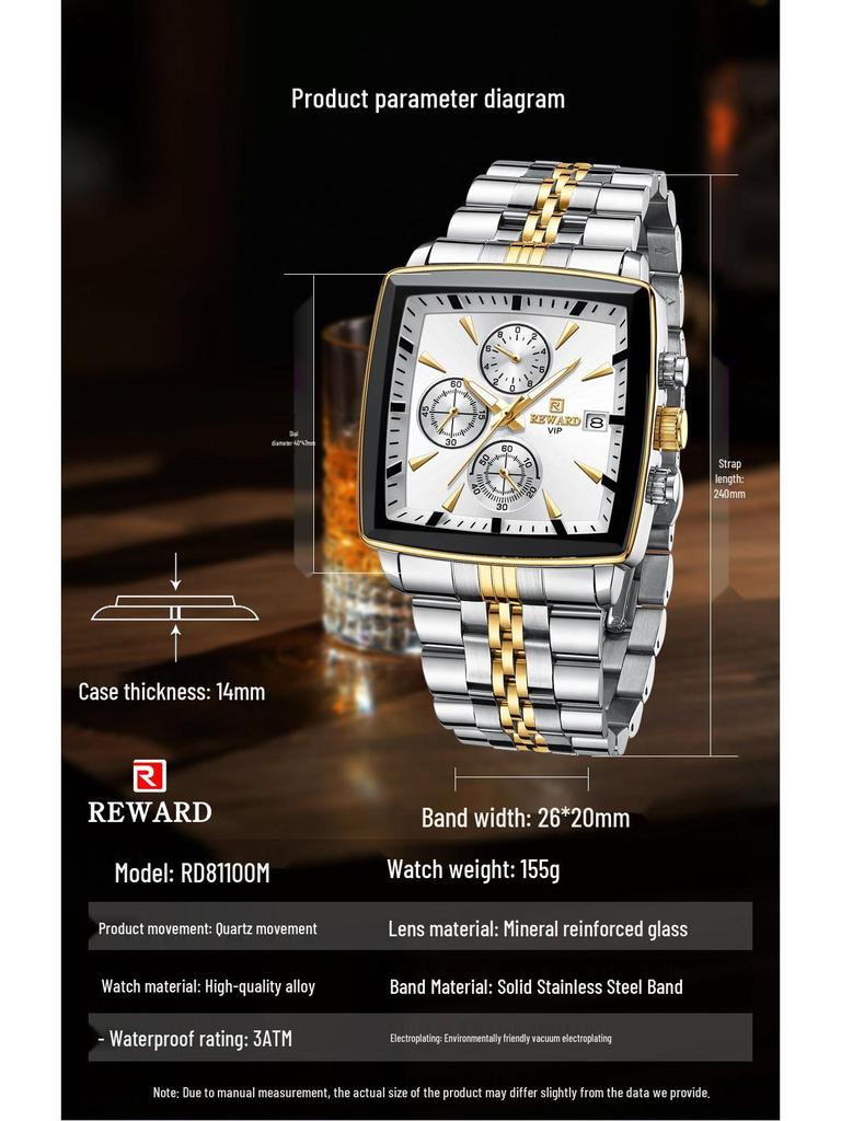 RD1100M Men's Multifunction Chronograph Watch - Waterproof, Luminous, Solid Steel Band