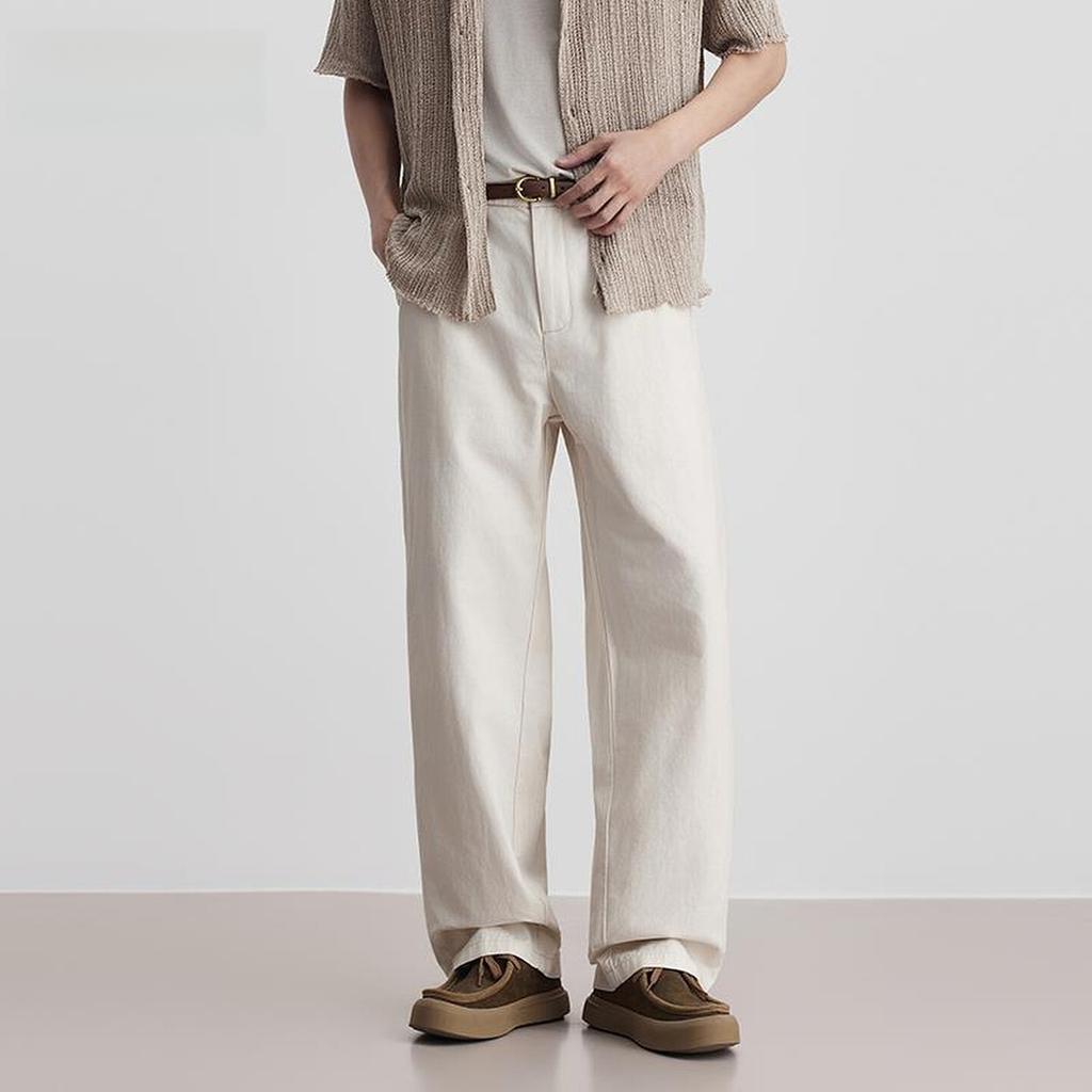 MUS American old money retro straight casual pants men's spring new loose drape splicing retro long pants men