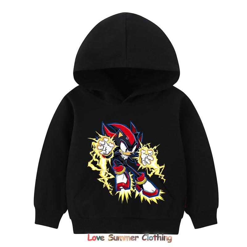 2025 Shadow Kids Hoodie Boys Pullover 4-14Yrs Girls Tops Hedgehog Long Sleeve Sweatshirt Polyester