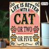 Retro Cat Tin Sign 8x12 Inch, Vintage Metal Wall Decor for Cat Lover, Kitchen Cafe & Bar, 2D Flat Art, Funny Pet Quote Sign, Hig