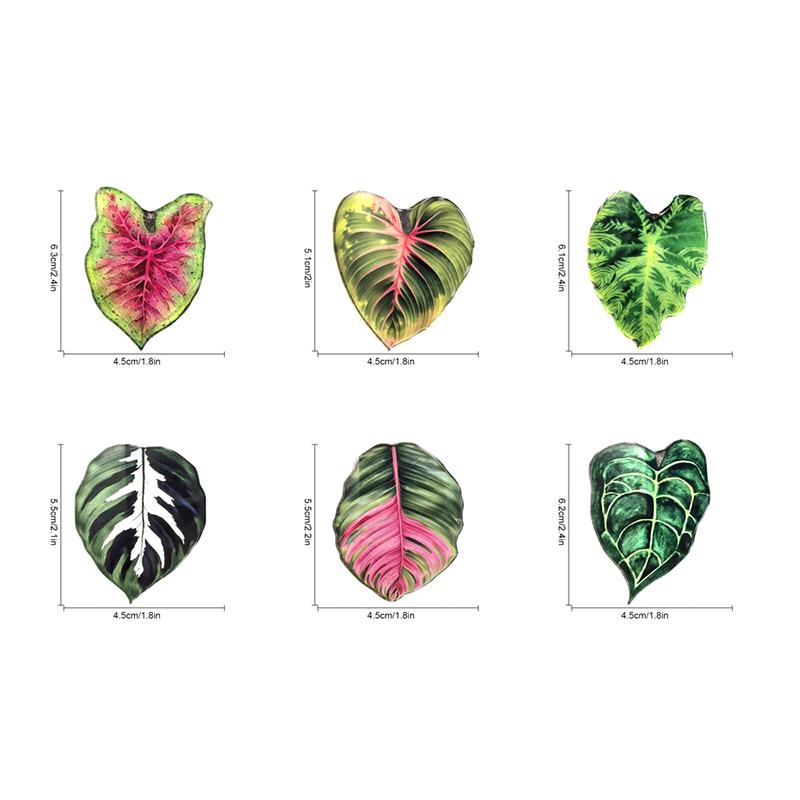 Dekorativní magnety na lednici, sada 6 kusů, design listů simulovaných rostlin, pro domácí dekoraci a připomínky