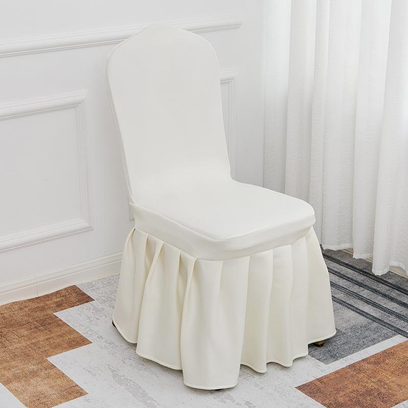 Solid Color Thick and Highly Elastic Stretch Chair Cover Wedding Pleated Skirt Style Chair Covers Suitable for Hotel Party and Banquet Decoration
