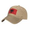 Albanische Flagge Gewaschene Baseballkappe Rotes Design Stylische Trucker-Kappe Sommer Unisex Damen Outdoor Bedruckte Snapback-Kappe