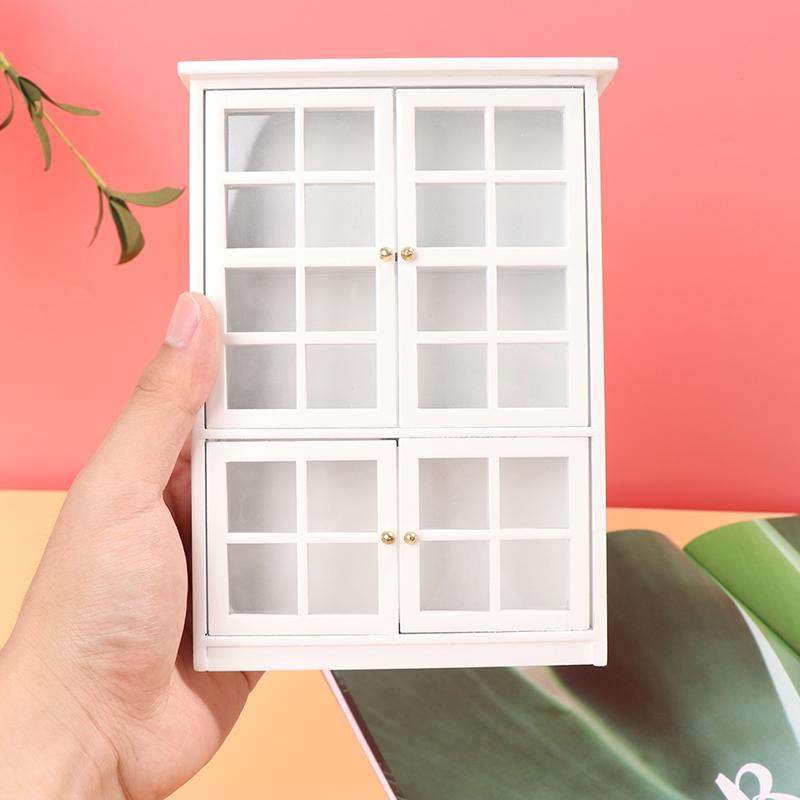 1:12 Dollhouse Miniature White Wood Cupboard Shelf Furniture Model
