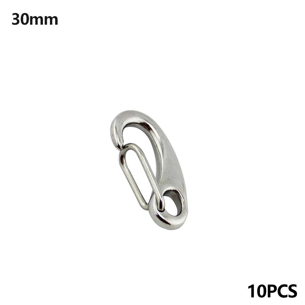 10pcs Stainless Steel Spring Snap Hook Marine Buckle Quick Release Hook Egg Shaped for Hiking Camping Carabiner Accessories