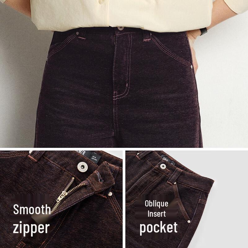 Jeansi largi cu picior lat, cu catifea, pentru femei, Semir