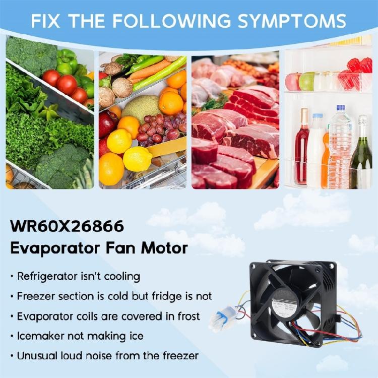 WR60X26866 Refrigerator Fan Motor Replacement Cooling Fan Motor Replace for WR60X10356 WR60X10357 WR60X26033 WR60X10341