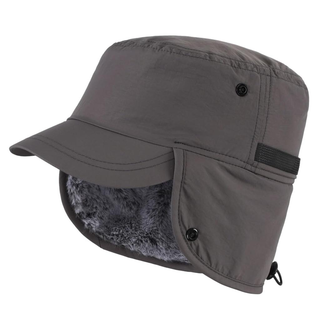 Cone Tail Unisex Earmuff Cap for Cold Work Dark Gray Men, Winter, Outdoor, Weather, Cycling, Warm, Waterproof, Cap,