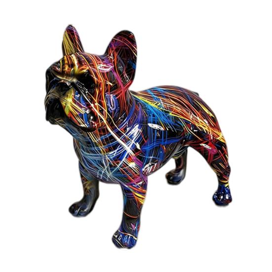 

Yousheng Graffiti French Bulldog Figurine Hand-Painted Artistic Dog Statue Resin Sculpture Living Room Office Home Desk Decoration