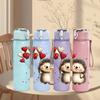 1PC Hedgehog Heart Balloon Graphic,750ml Color Plastic Sports Water Bottle,Leakproof Flip Straw Lid,Suitable for Sports Office Home Use