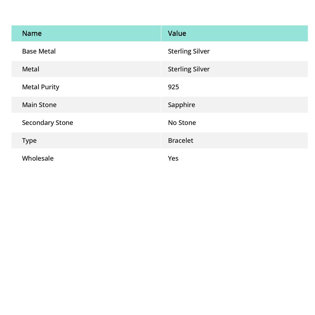 Burmise Sapphire(Simulated) Ethnic 925 Sterling Silver Bracelet 7-8" Z1W68