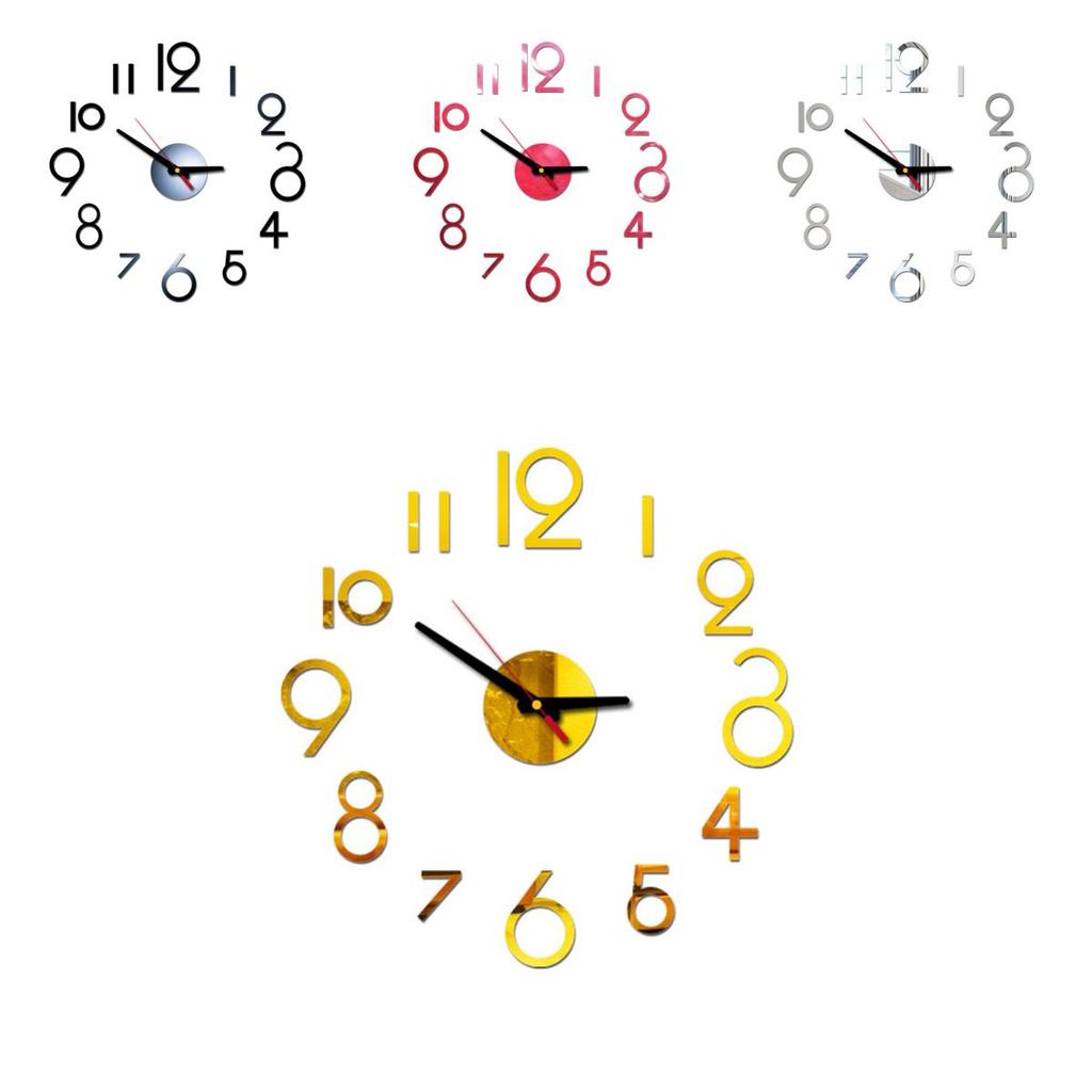 Relógio de Parede Numérico DIY Elegante Adesivo Espelhado 3D Para Decoração Estilosa de Casa e Escritório