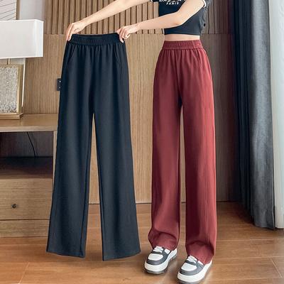 Plus Size 3XL 4XL Sweatpants Jogger Women Wide Leg Pants Retro High Waist Solid Elastic Woman Pant Black Loose Long Trouser