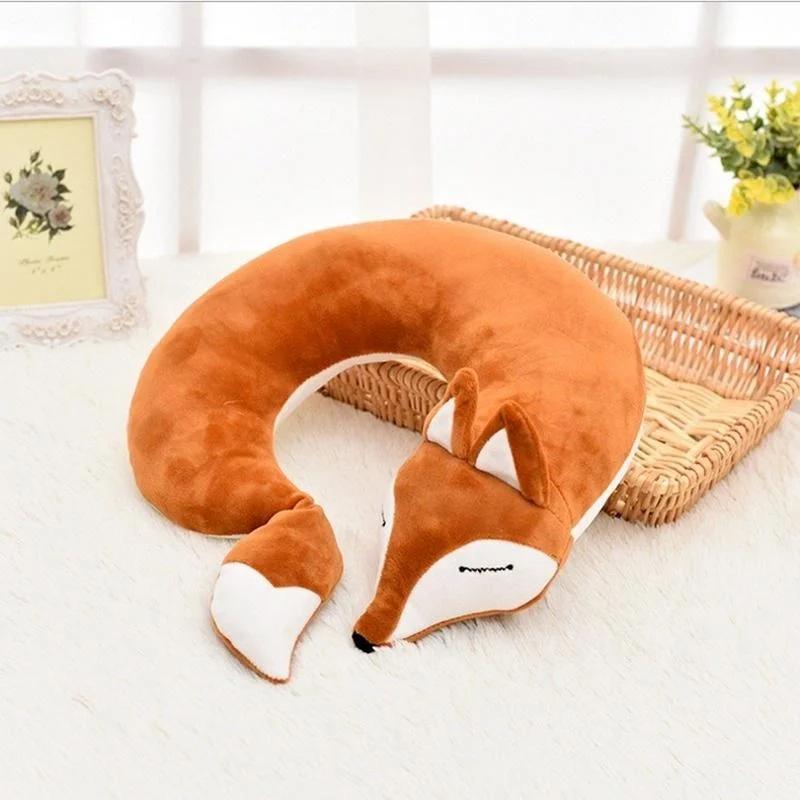 Travel Pillow U Shape Neck Pillow Cute Fox Pillow Hug Sleeping Pillows Ornamental Pillow Office Sleep Pillow 30*30*8CM