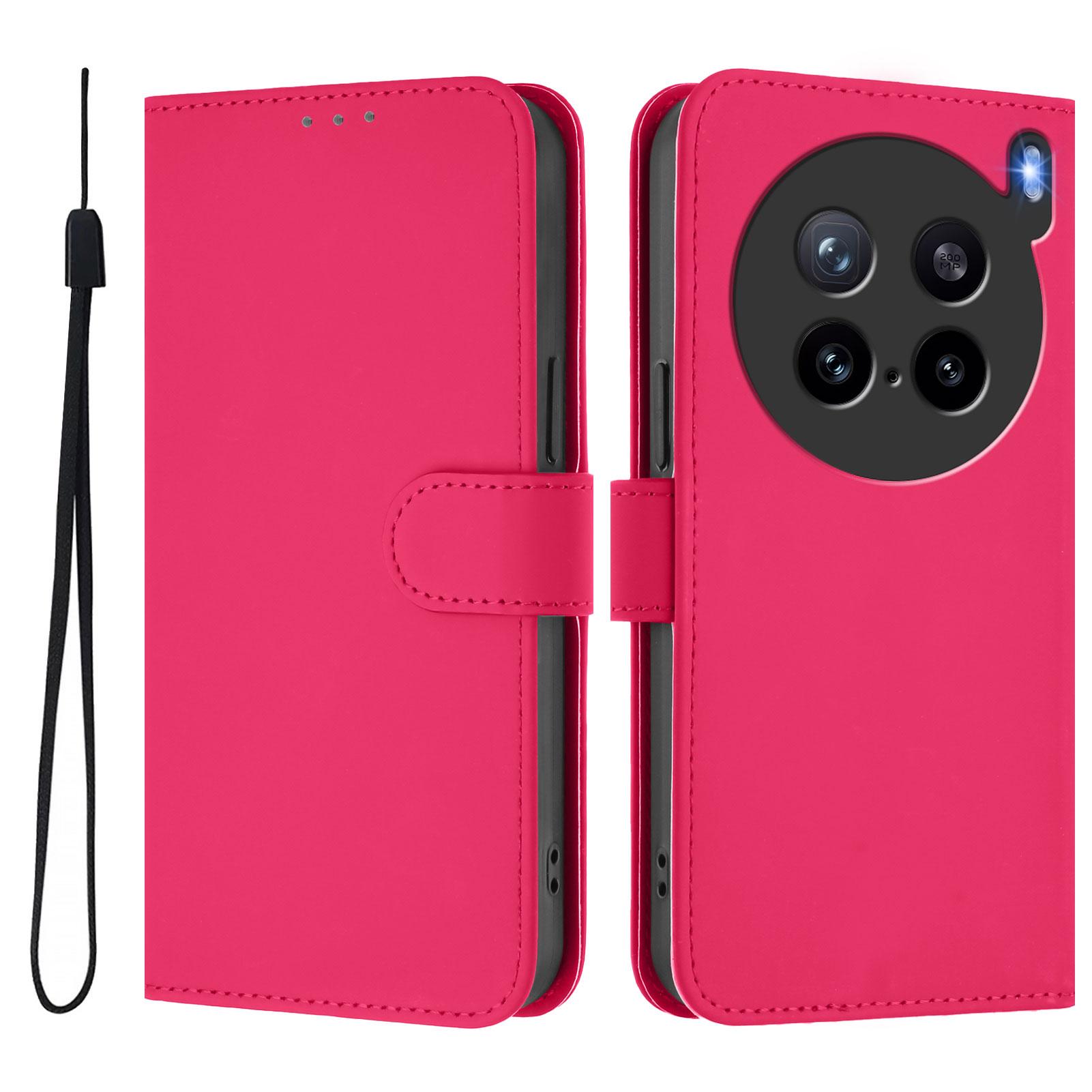 

Чохол для vivo X200s 5G Одноколірний Гаманець Шкіряна Обкладинка для Телефону з Ремінцем Rose Red