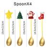4pcs Christmas Spoon Fork Set Christmas Gifts Santa Xmas Elk Fruit Fork Coffee Spoon Cutlery Set Xmas New Year Tableware Decor