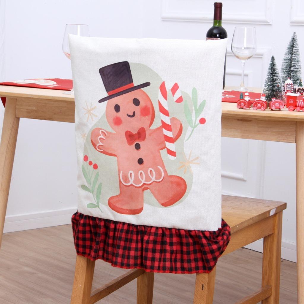 Christmas Decorative Chair Cover Non Woven Christmas Chair Cover Gnome Pattern Chair Cover Festive For Standard Size Dining Home
