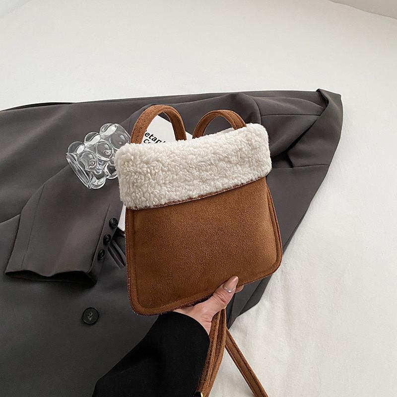Stylish Small Cross-border Plush Shoulder Bag For Women 2023 Autumn And Winter